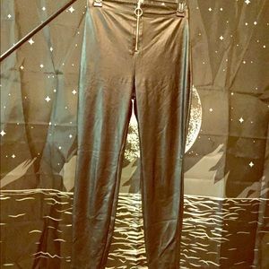 Black Pleather Leggings with Zipper. Size Sm/2-4.